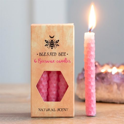 Set of 6 Pink Beeswax Spell Candles - Image 5