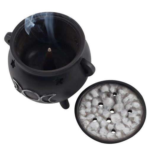 Triple Moon Cauldron Incense Cone Holder - Image 3