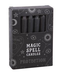Set of 12 Black 'Protection' Spell Candles