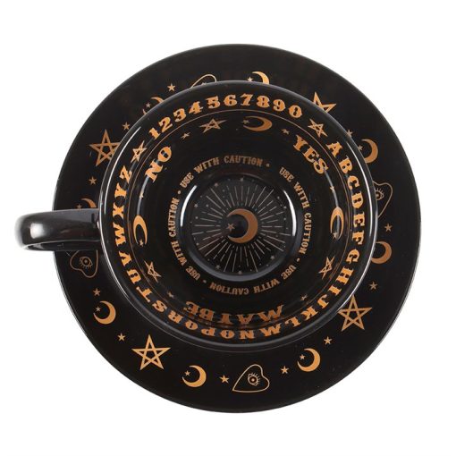 Black Talking Board Teacup and Saucer - Image 4