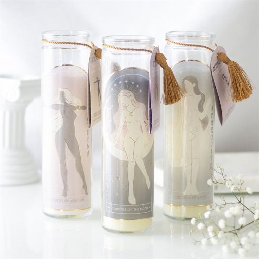 Athena Goddess Tube Candle with Clear Quartz Crystals - Image 5