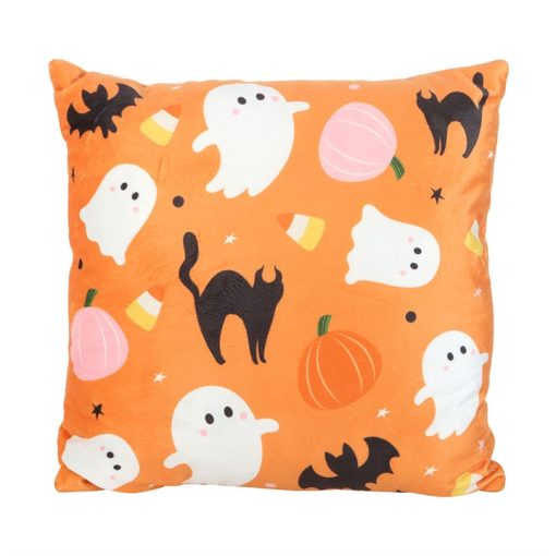 Square Sweet and Spooky Ghost Print Cushion - Image 2
