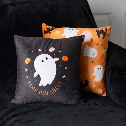 Square Sweet and Spooky Ghost Print Cushion - Image 5