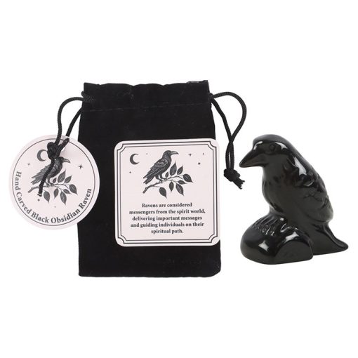 Black Obsidian Raven Ornament in a Bag - Image 2