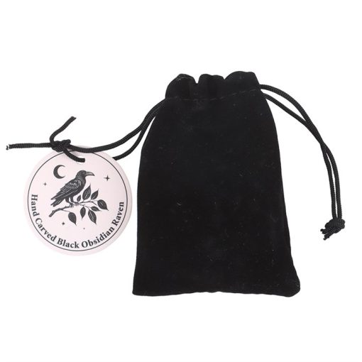 Black Obsidian Raven Ornament in a Bag - Image 4